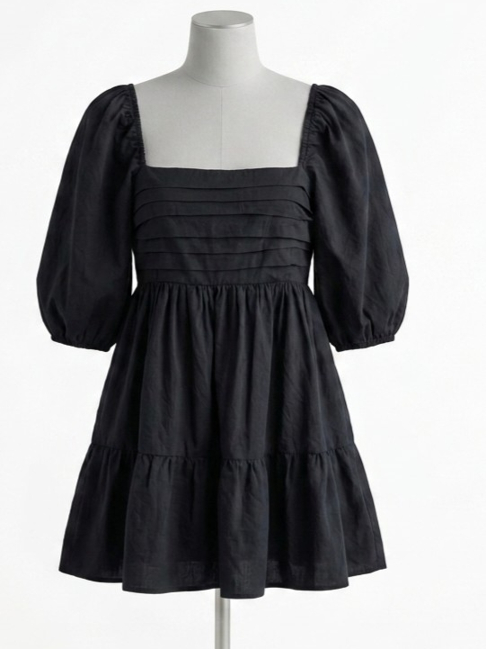 Abercrombie & Fitch Black Puff Sleeve Square Neck Babydoll Mini Dress Small